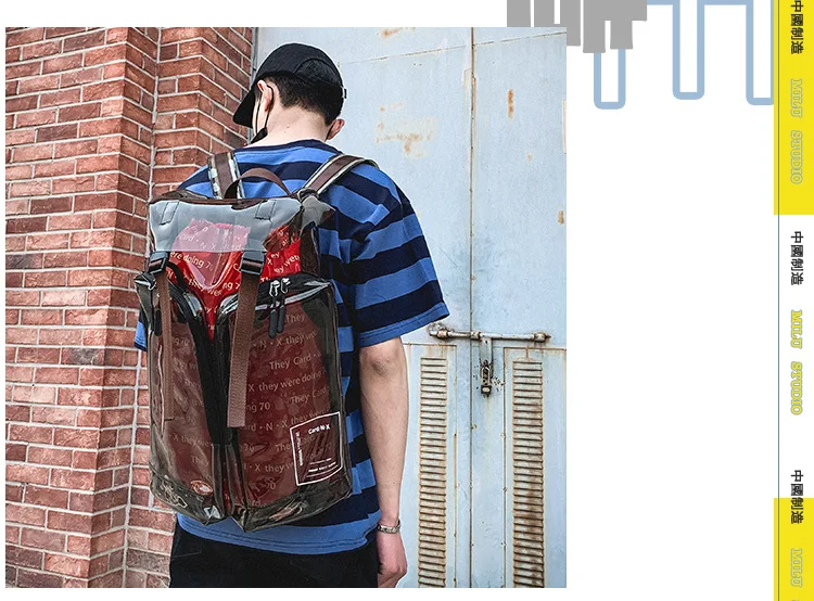 Large Clear Transparent Backpacks Fashion 3M Reflective PVC Bag Student Hip-hop Style Back To School Bags Men Travel Backpack