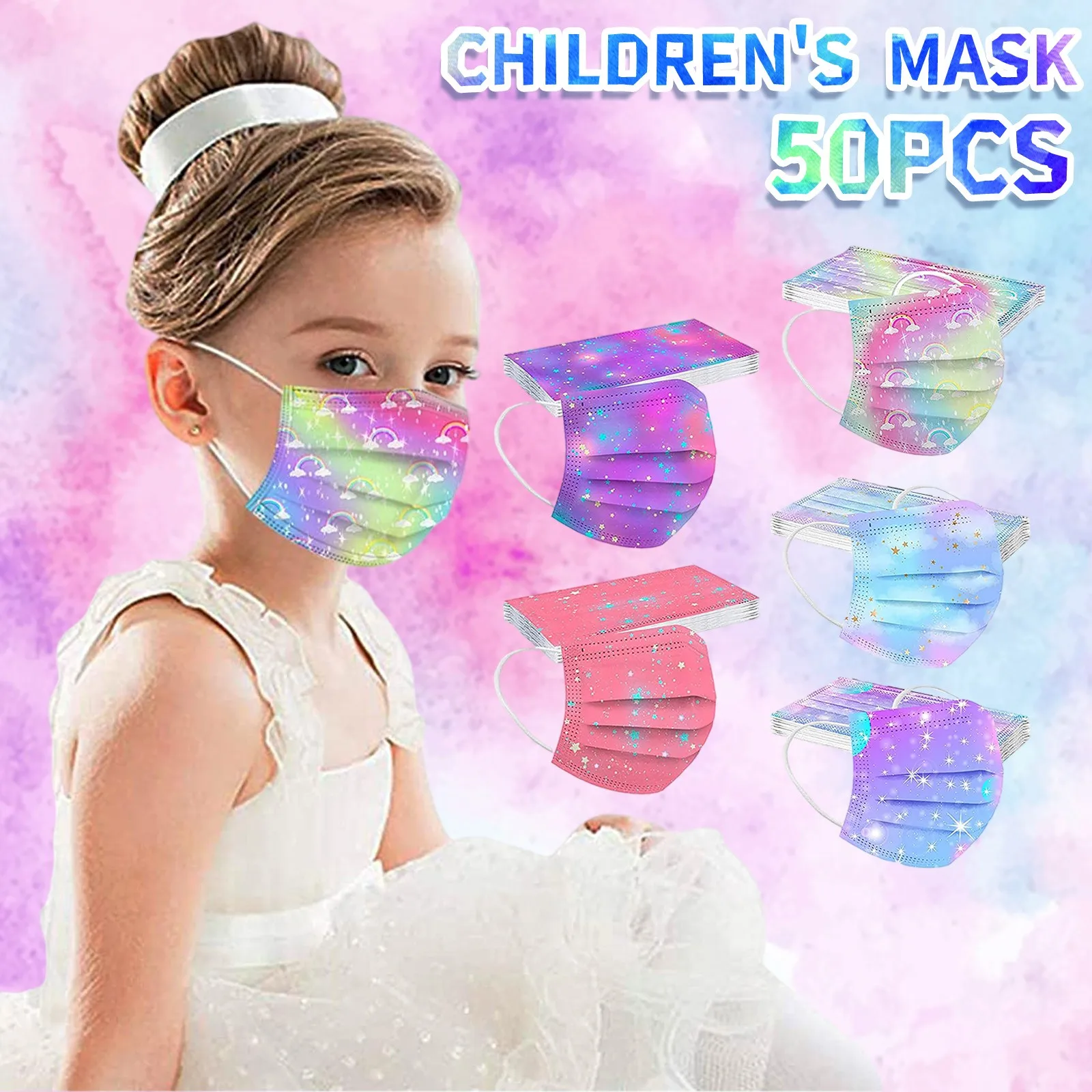 

50pcs Disposable Face Mask Mascarillas Children's Printed Disposable Mask For Boys And Girls 3layer mascarillas homologadas