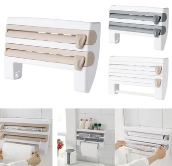 

Kitchen Organizer Cling Film Sauce Bottle Storage Rack Tin Foil Paper Towel Holder Kitchen Shelf Plastic Wrap Cutting