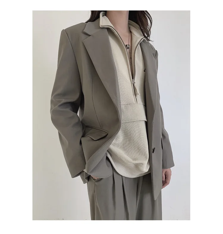 Осень, корейский стиль, Повседневный, свободный крой, онлайн, знаменитостей, драп, костюм, куртка, женская, винтажная, Гонконгский стиль, Англия, инсульт, разворот