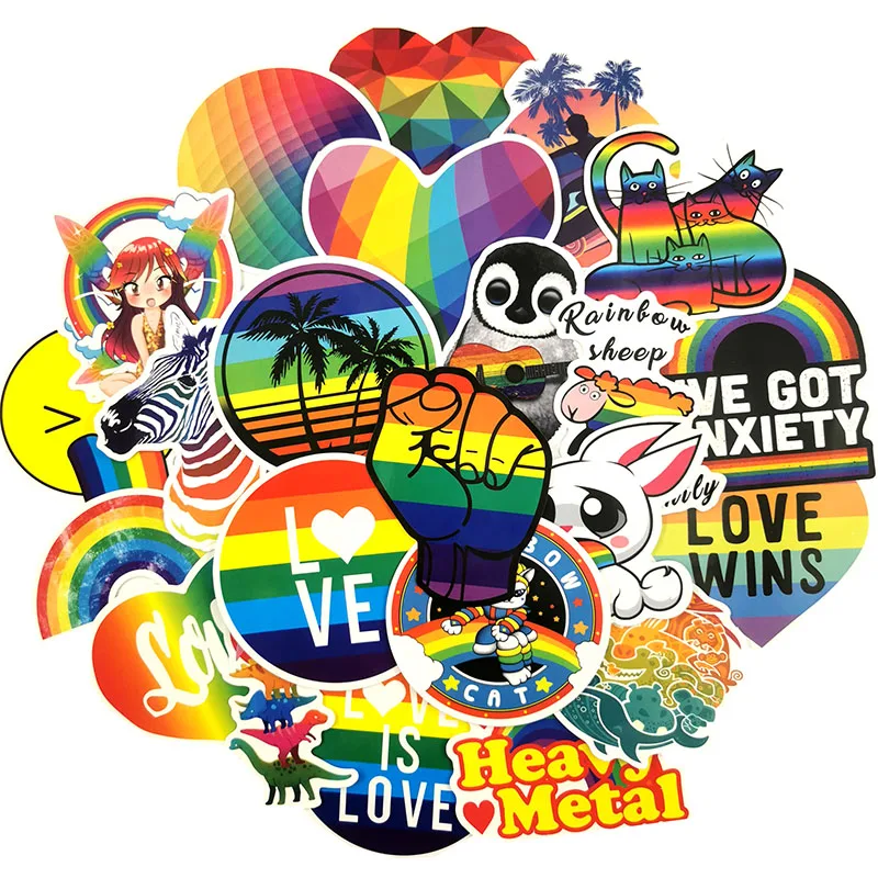 100 шт./упак. ПВХ Водонепроницаемый забавные Rainbow Love Стикеры s для ноутбуков, масштабных дорожных чемоданов для мотоциклов и автомобилей для укладки волос украшение Стикеры игрушка