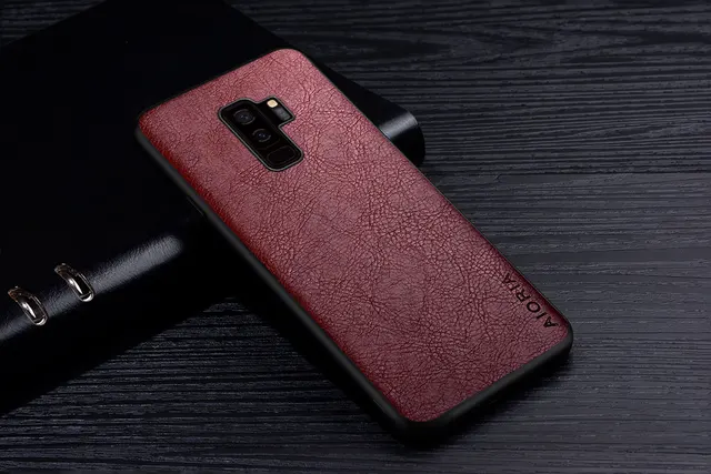Phone Case S9 Plus Leather Back Cover Samsung S9+ Leather Back