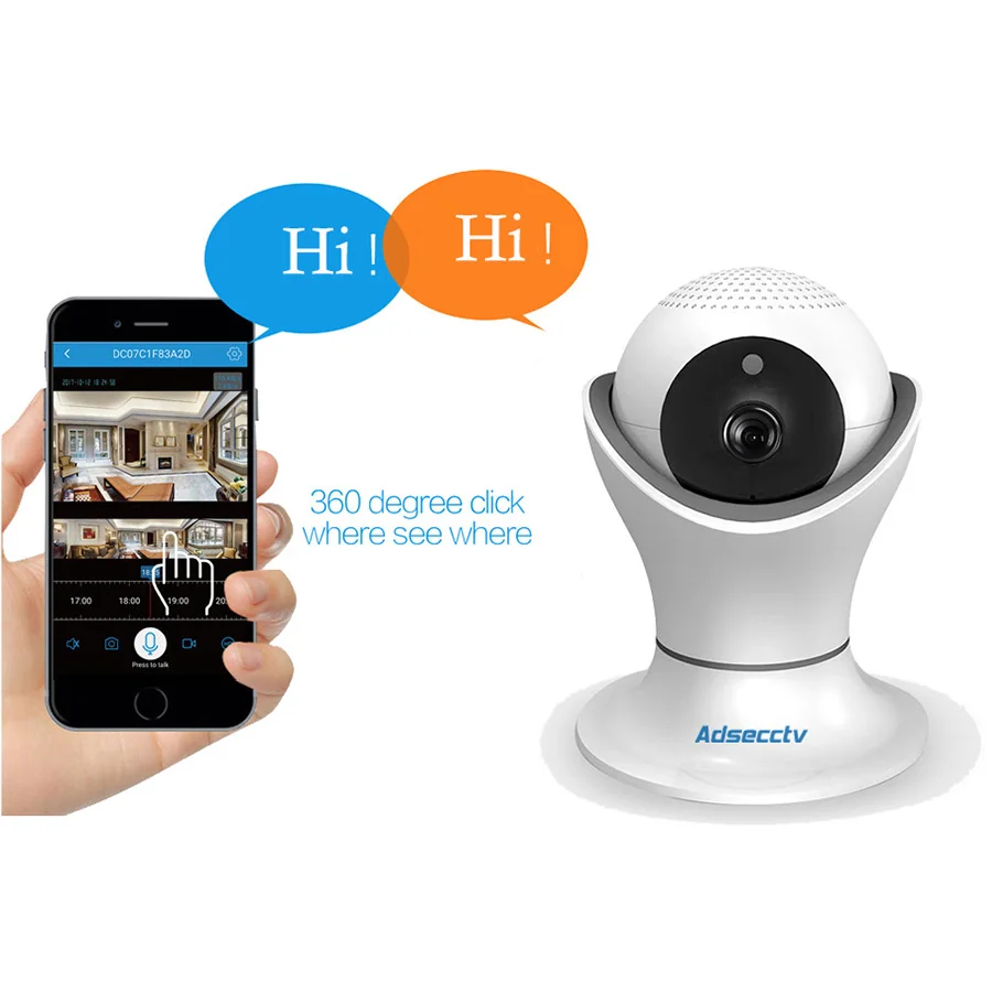 Ip Беспроводная камера Pan Title wifi p2p robot camera 2 way audio TF карта памяти домашняя