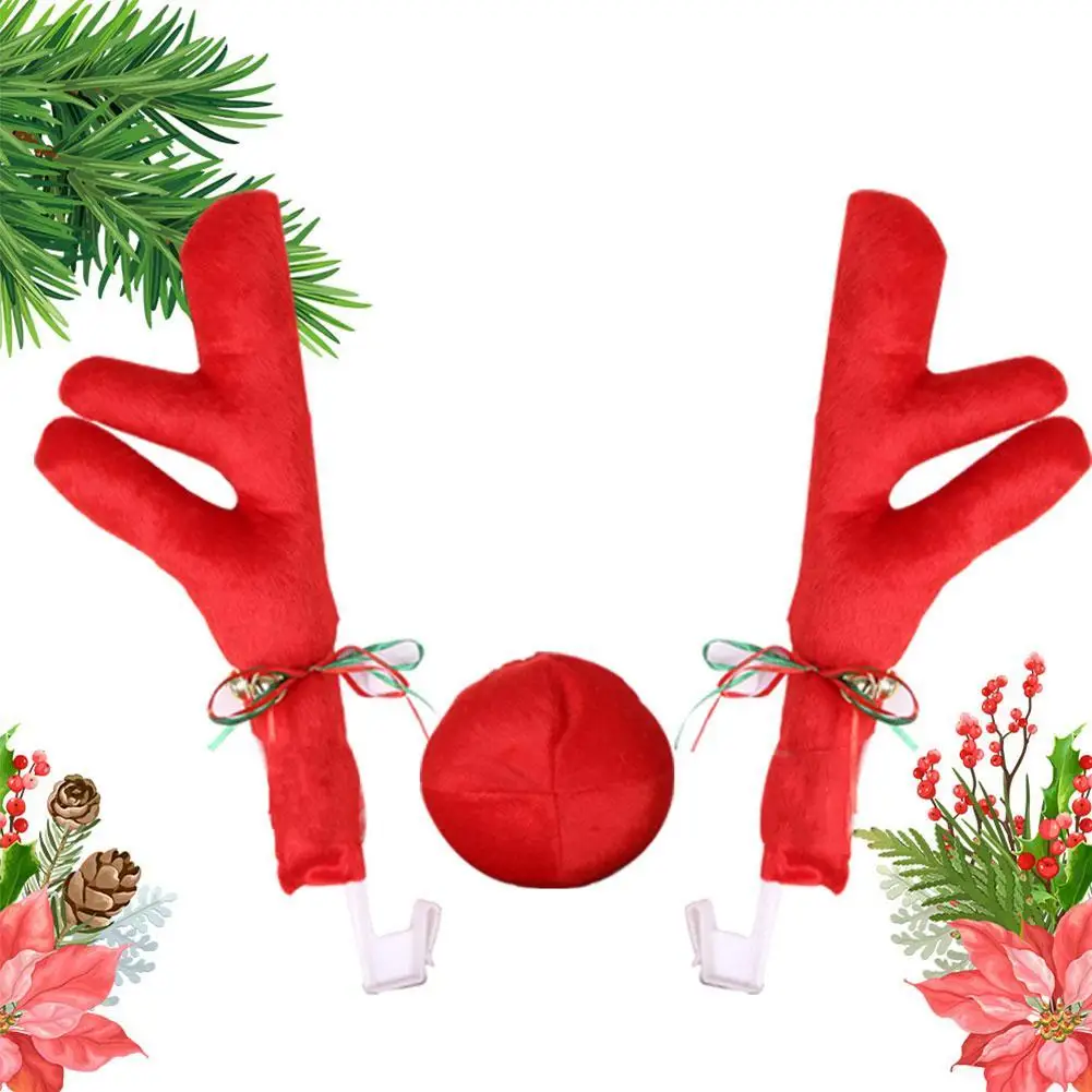 Rudolph CAR-Costume Natale Renna Corna & Naso Rosso per camion SUV Decor 
