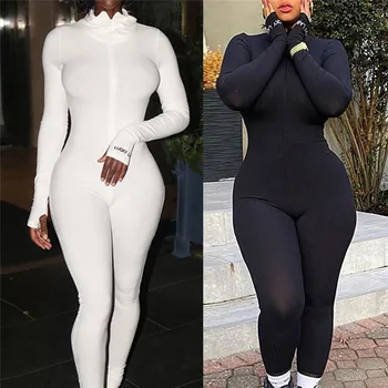 

Women Turtleneck Playsuit Long Sleeve Bodycon Jumpsuit Romper Trousers Tracksuit One-pieces Yoga Sport Slim Black White Jumpsuit