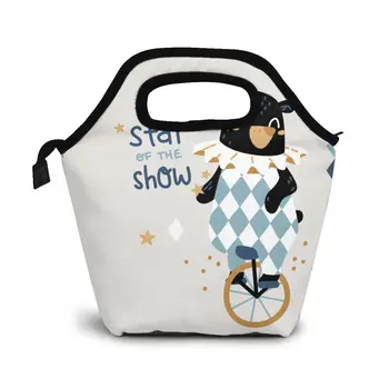 

Circus Bear Lunch Bag Boxes Bags Portable Insulated Picnic Food Box for Women Men