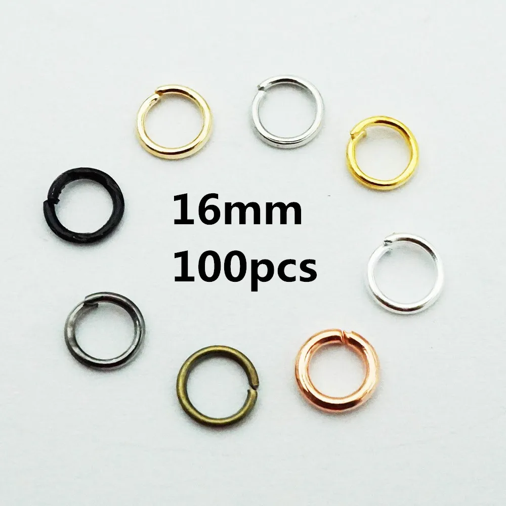 Circle 100pcs 16mm 100 шт./лот застежка "Лобстер" крючок и 300 шт Открытый круг прыгающие кольца открытая одна петля для DIY ожерелье браслет Изготовление ювелирных изделий - Цвет: Circle 100pcs 16mm