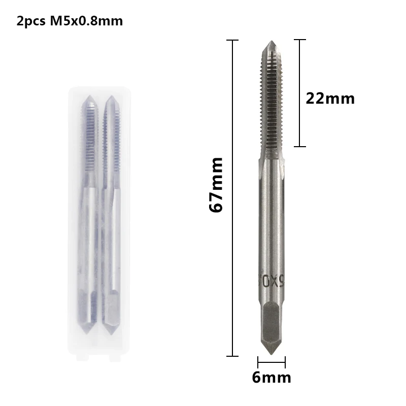 2pcs M5x0.8 CMCP 2 шт. M3 M4 M5 m6 m8 m10 m12 M14 M16 винт из быстрорежущей стали кран сверло набор Метрическая Резьба Кран прямая пробка для флейты коснитесь ручные инструменты - Цвет: 2pcs M5x0.8