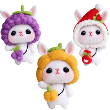 

Cartoon Rabbit DIY Wool Felting Craft Needle Felt Animal Kit Set for Begginers