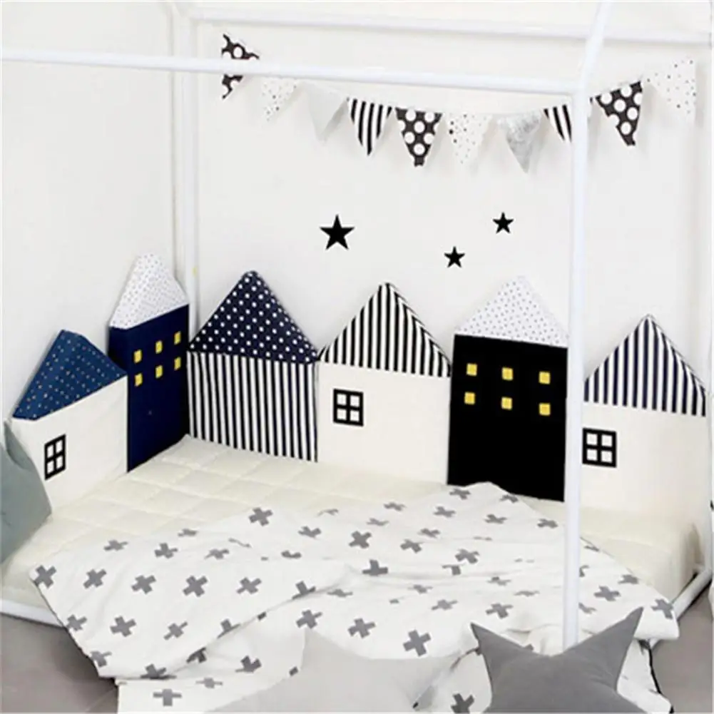 

Kidlove Baby Cute Crib Bumper Nordic Small House Bed Cushion Protector Infant Cot Around Pillows BabyRoom Decor For Girl Boy