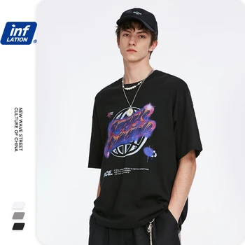 

INFLATION Harajuku Funny Men T-Shirt футболка мужская Cotton Men T-shirt Print Casual Loose Men's T-shirt Short Sleeve 1295S20