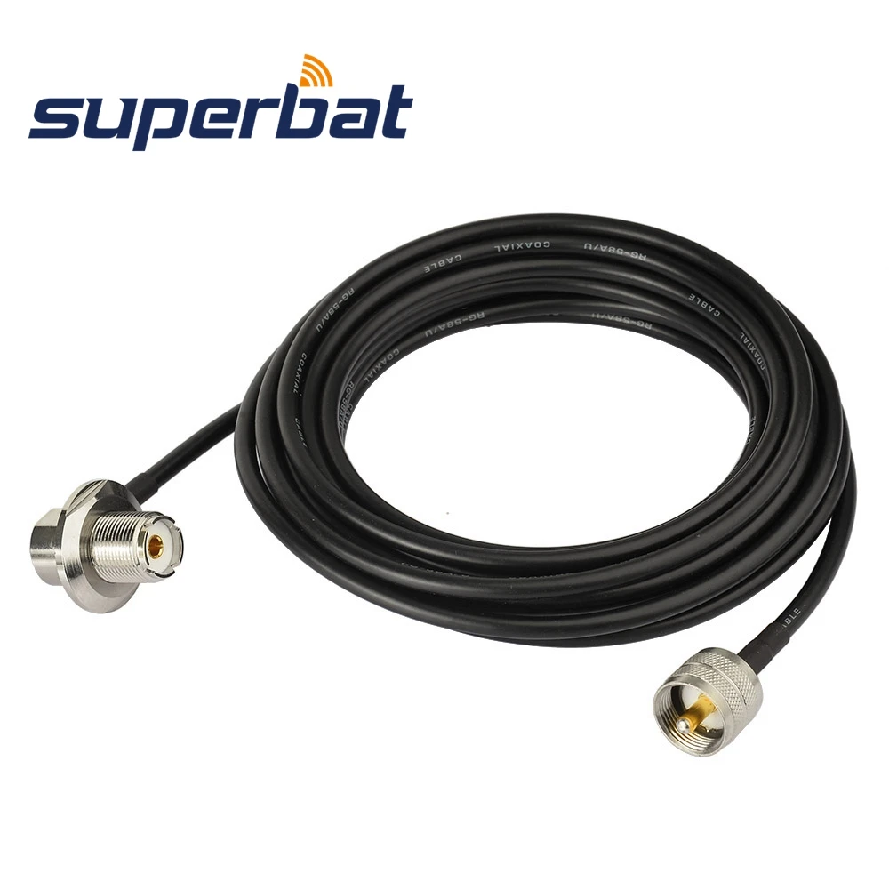 UHF PL259 Male to UHF SO239 Female Right Angle Coaxial Cable for CB Ham Radio