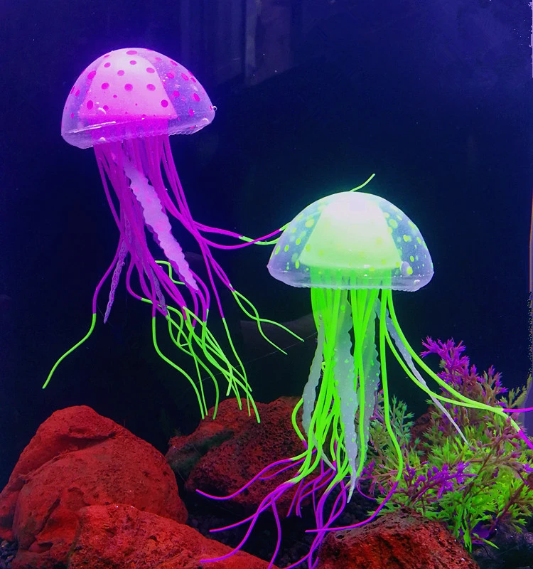 1pcグローイングムーンクラゲ水族館の装飾人工クラゲの水槽の飾り無害にすべての魚水生ペット用品 Aliexpress Home Garden