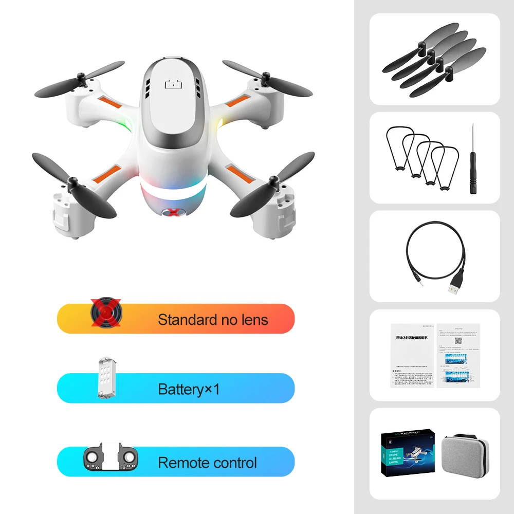 2021 New Toys Mini Drone Rainbow LED Dynamic Light Remote Control Helicopter Toy RC Quadcopter Aerial Photography HD Dual Camera syma remote control RC Quadcopter