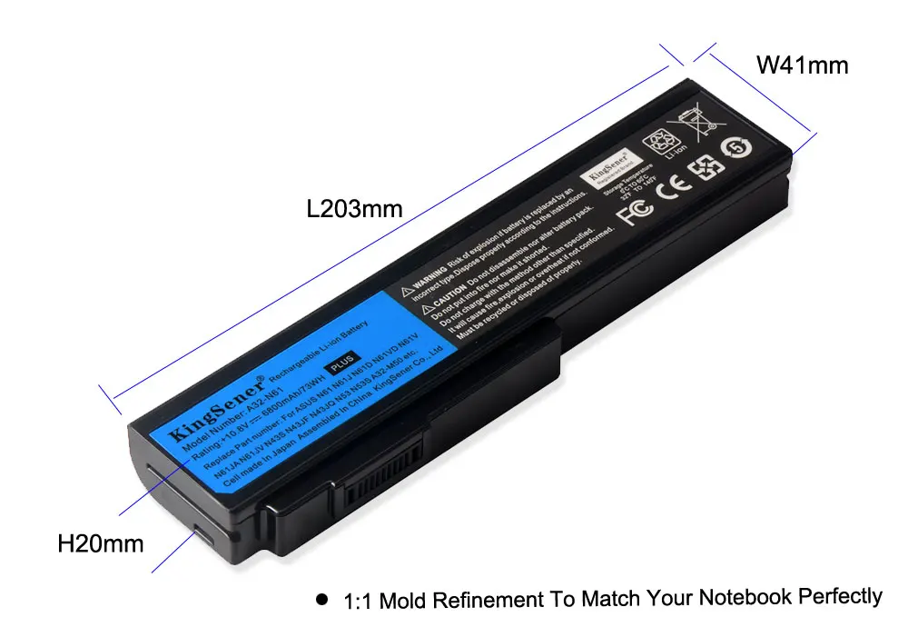 Аккумулятор для ASUS N61 N61J N61D N61V N61VG N61JA N61JV M50s N43S N43JF N43JQ N53 N53S N53SV|battery for asus|battery a32-n61asus