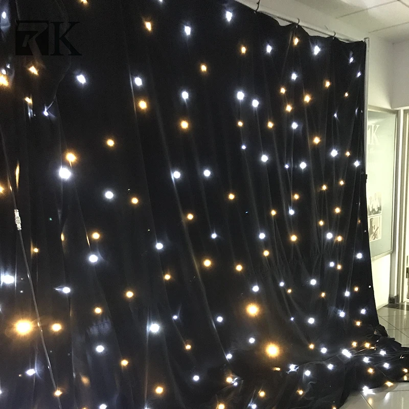 Black LED Starlight Backdrop Curtain Drape Starry Wedding Home Party Stage Decor 