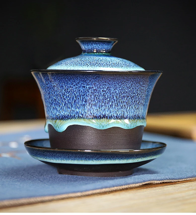 Gaiwan керамическая чайная соусница для тарелки набор крышек фиолетовая глиняная посуда для чая Посуда для напитков мастер чайная чашка винтажная чашка ручной работы чаши ремесла