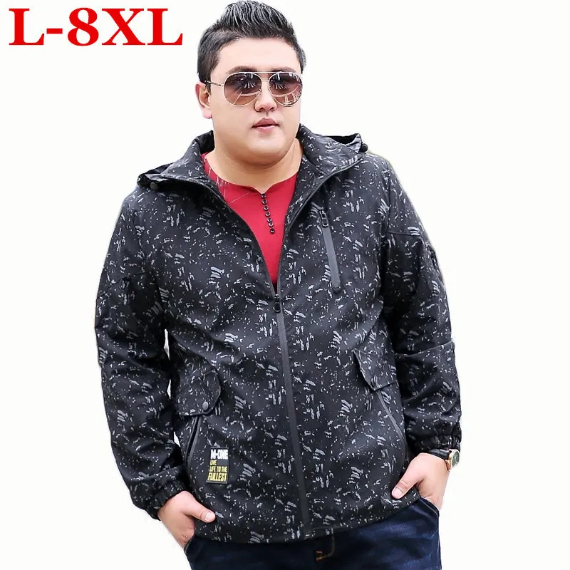 Plus Size New Spring Autumn Bomber Jacket Men Casual Solid Windbreaker Zipper Thin Hooded Coat Outwear Male 9XL | Мужская одежда