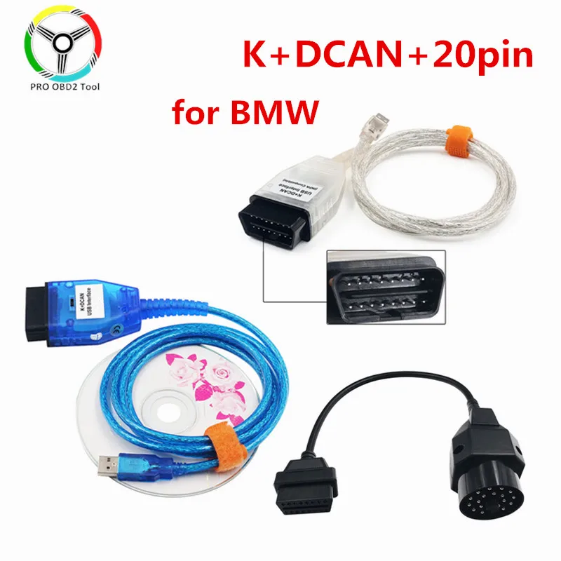 BMW K DCAN 스위치용 고급 케이블, K + DCAN, PA OBD2 진단 케이블, USB 인터페이스 20 핀 케이블, OBD2 진단 스캐너 FT232RL