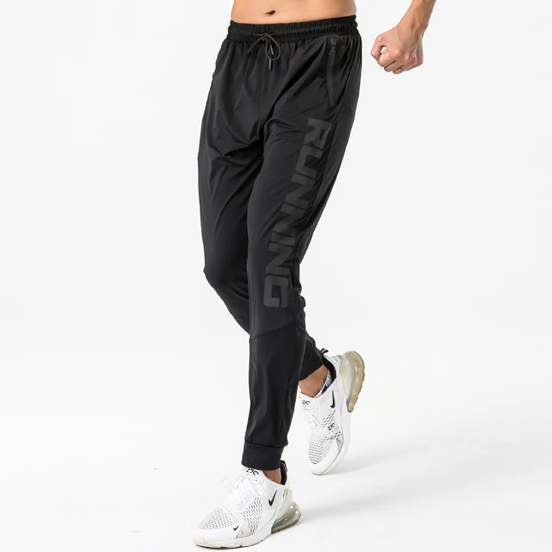 

Thin Running Pants Men Fitness Sports Gym Elastic Quick dry Sweatpants Training Jogging Exercise Slim Trousers Zip pockets 6
