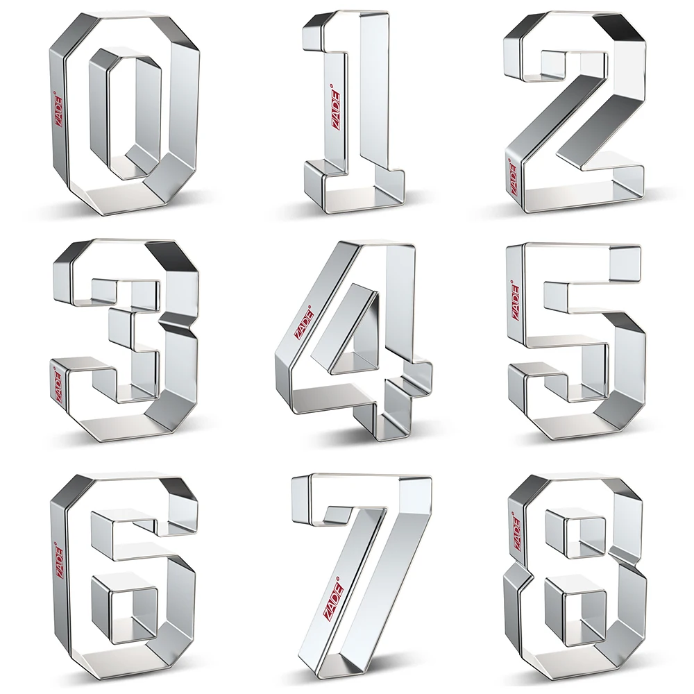 Нож для печенья ZADE, из нержавеющей стали, номер 0,1,2,3,4,5,6,7,8, для детского дня рождения