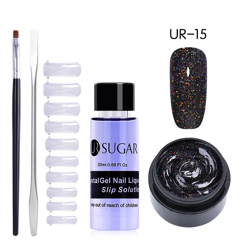5Pcs set 15 UR SUGAR 15 мл Быстрый строительный поли гель продлевающий половой акт розовый блеск Замачивание от УФ СТРОИТЕЛЬ удлинение гель набор Типсы для маникюра палец расширение - Цвет: 5Pcs set 15