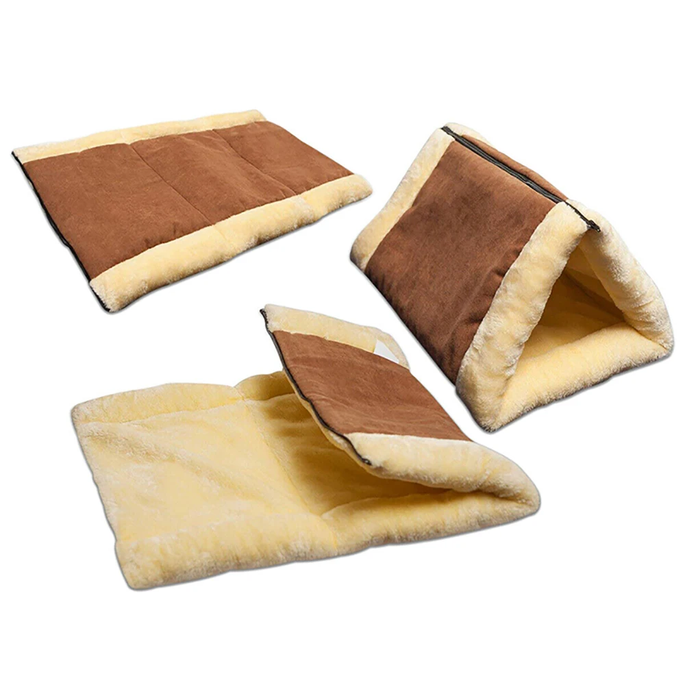 2-in-1 Cat Dog Bed Washable Soft Animal Puppy Tunnel Sleeping Mat Pad Sofa Foldable Winter Plush Pet Sleeping Bed Pet Supplies