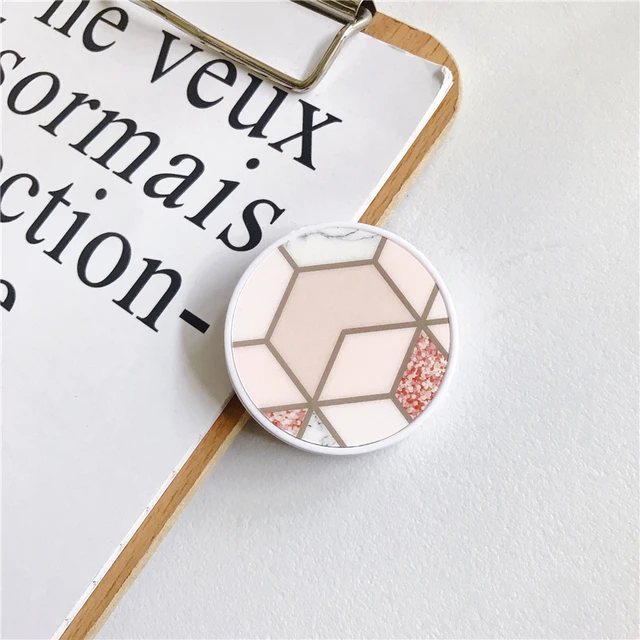 Glossy Popular Marble Expanding Phone Stand Grip Finger Rring Support Anti-Fall Round Foldable Mobile Phone Holder for iPhone 11 Y2