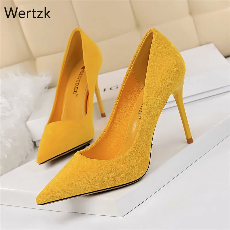 

2019 Women Shoe Purple Shoes Heel Woman Flock High Heels Women Pumps Ladies Office Shoes Pointed Toe Summer Heels B200