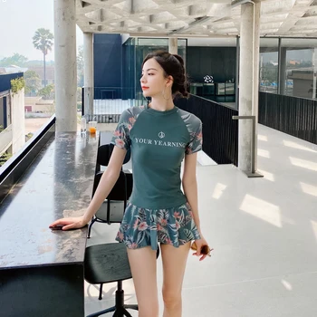 

Bikinis Female 2020 Swimsuit Ladies Women's With Shorts Swimsuits For Full Long Sleeve Skirt Two Piece Sports Swimming Clothes