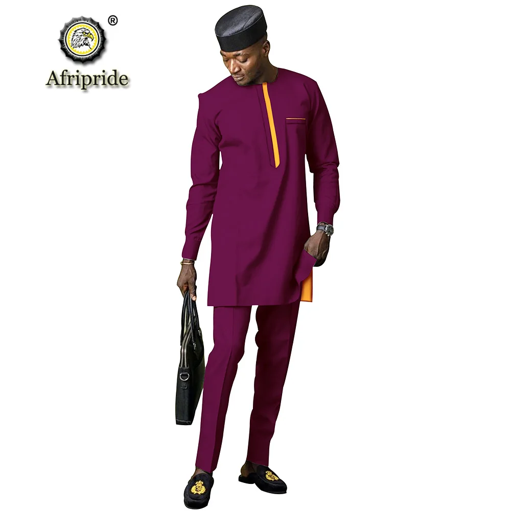 2019 африканская Мужская одежда наряды Дашики традиционная верхняя рубашка + брюки