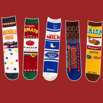 

Fashion woman cotton socks fun Chocolate bean milk tomato candy biscuit food socks Cute Warm Winter Socks Harajuku Unisex Sock