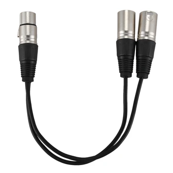 

New 3pin XLR FEMALE jack to dual 2 MALE plug Y SPLITTER cable adaptor 1 ft cord