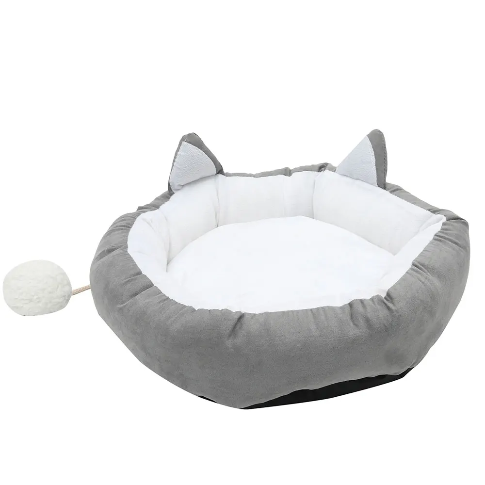 Милый домик для кошки, плюшевый хлопок, зимний теплый коврик для кошек, моющаяся круглая подушка, кровати для маленьких собак, питомник, товары для питомцев - Цвет: Серый