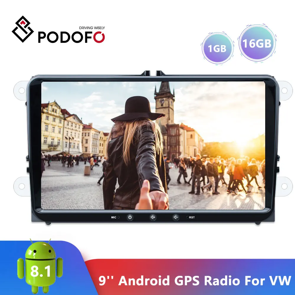 Автомагнитола Podofo мультимедийный плеер на Android с 9 &quotсенсорным экраном GPS для