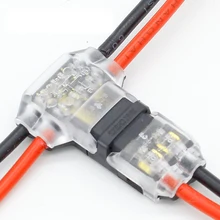 10Pcs T SHAPE Wire Connector Solder Kit Quick Universal Compact 2 Pin 2 Way Conductor Terminal Block Set With Lever AWG 18-24