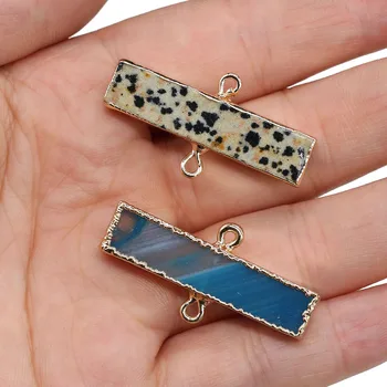 

Natural Stone Pendant New 1PC Charms Stone Connector Rectangular Strip Pendant Connector DIY for Necklace or Jewelry Making