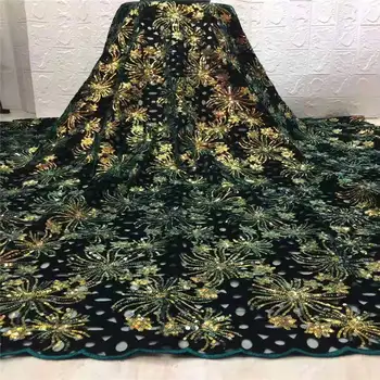 

Sequins Lace Fabrics Latest Popular African Tulle Mesh Lace Fabric with Sequin French Lace Fabric for Wedding Dresses NI2018-3
