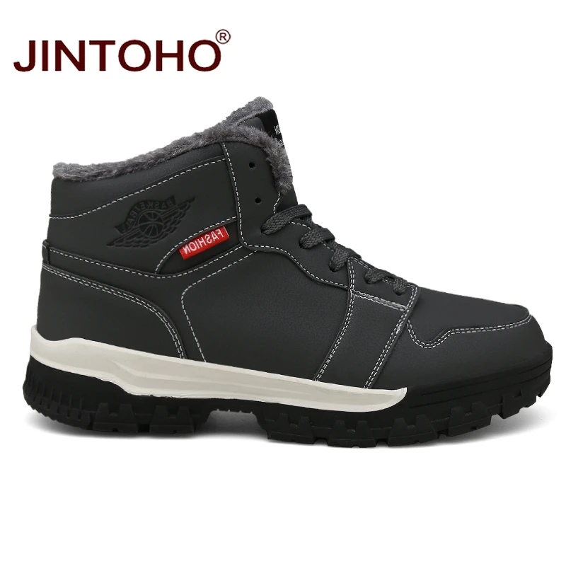 JINTOHO/мужские Ботильоны большого размера; модные зимние мужские ботинки; мужские кожаные ботинки; зимняя мужская обувь; зимняя обувь; ботинки для работы и безопасности
