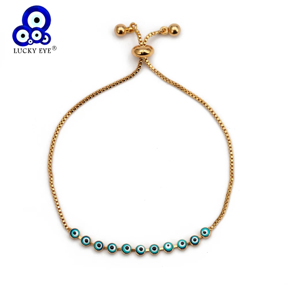 Lucky Eye турецкий красный синий браслет evil Eye золотой цвет цепочка регулируемый браслет с бусинами ювелирные изделия подарок для женщин и мужчин EY6546