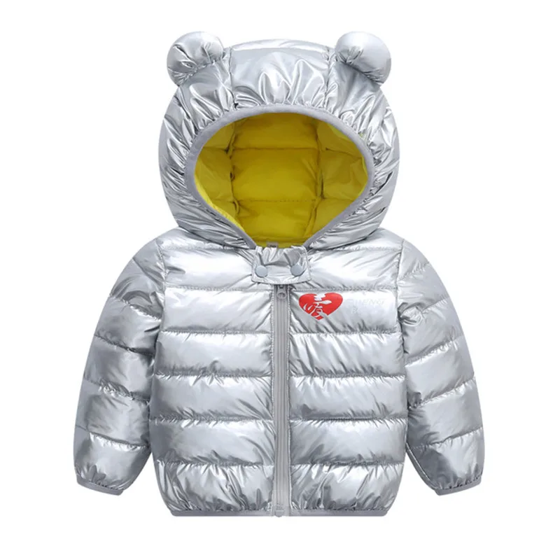 Осенне-зимние хлопковые пальто для новорожденных девочек, куртки, модные детские теплые куртки с капюшоном для мальчиков, верхняя одежда - Цвет: sliver