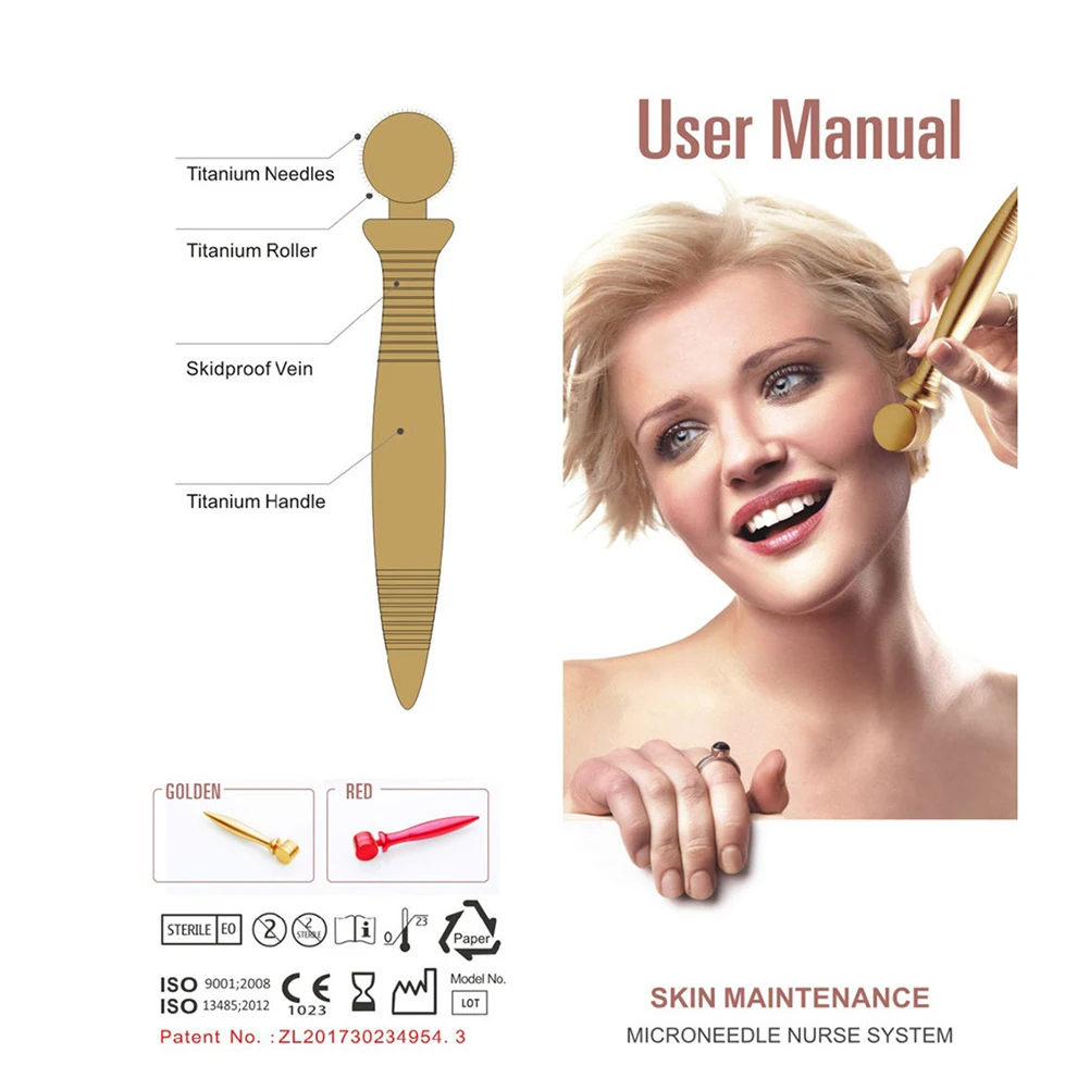 Skincare Roller Pin Micro-needle Comfortable Ergonomic 0.25mm Facial Roller Skincare Roller Titanium Roller for Girls Ladies