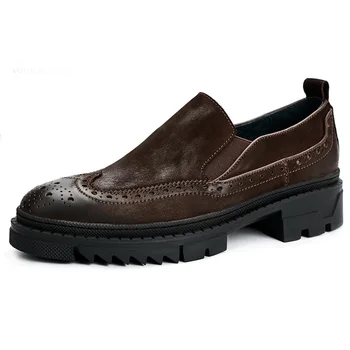 

Bullock High Quality Genuine Leather Shoes Mens Business Casual Shoes Thick Bottomed Retro designer shoes men high quality