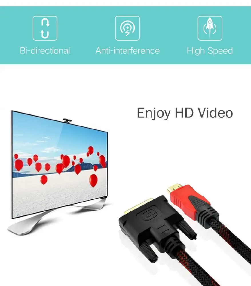HDMI к DVI 24+ 1 Pin Кабель-адаптер папа-папа адаптер видео кабель 1080P 3D HDMI кабель для lcd DVD HDTV для xbox