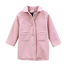 Menoea для девушек осень шерстяная одежда большой Girl Pocket сплошной Цвет длинное пальто Детская Зимняя шерстяная одежда, верхняя одежда, пальто