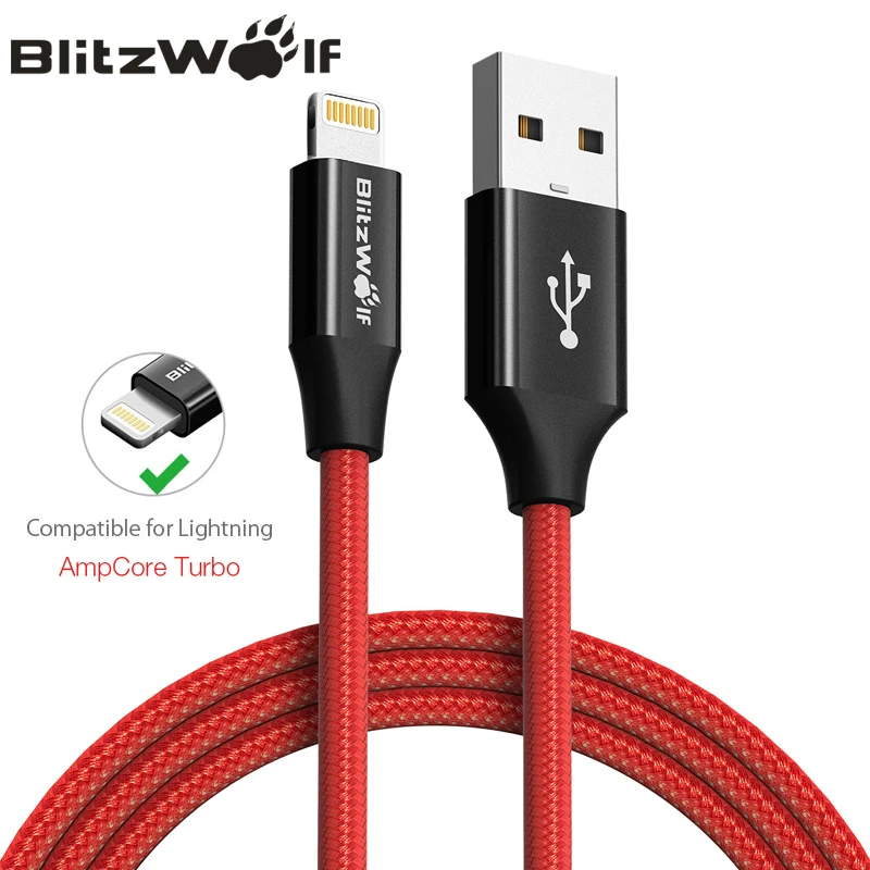 Achat BlitzWolf MFI pour câble de foudre pour iPhone 0.9m 1.8m téléphone portable chargeur USB câble de données de charge pour iPhone 11 X Max 8 iPad