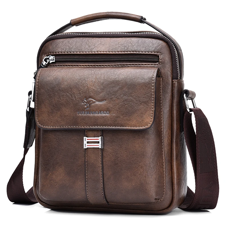 Kangaroo Luxury Brand Men's Shoulder Bag Vintage Messenger Bag Leather