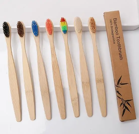 

Wholesale 500PCS Environmentally Wood Toothbrush Soft bristles Novelty Bamboo Tooth Brush Bamboo Fibre Wooden Handle