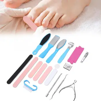 

Professional Household Stainless Steel + ABS Pedicure Tool Kits Foot Rasp File Dead Skin Pusher Nail Clipper Sets Blue Color