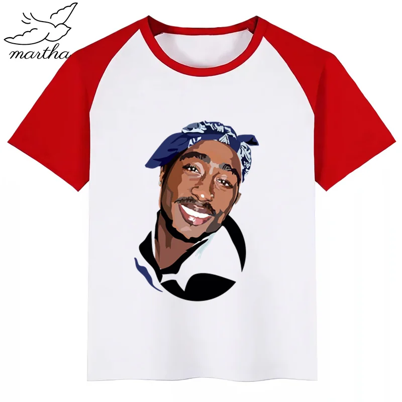 Американский раппер Тупак макавели 2pac, Детская летняя забавная футболка для девочек и мальчиков детская футболка с принтом модная повседневная одежда для малышей - Цвет: Red